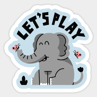 Cute elephant playing with butterfly Sticker